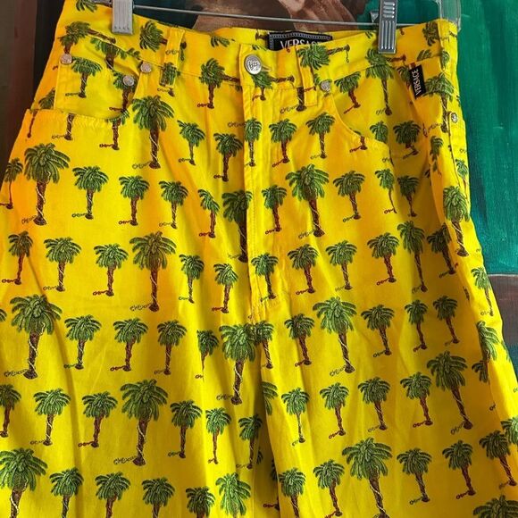 Vintage 90s Versace Jeans Couture Palm Tree Garden Of Eden Snakes jeans - Picture 3 of 16